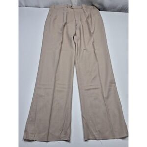 VTG Carlo Mandrone Dress Pants Mens 42x36 Beige Wool Pleated Super 100s NWT FLAW